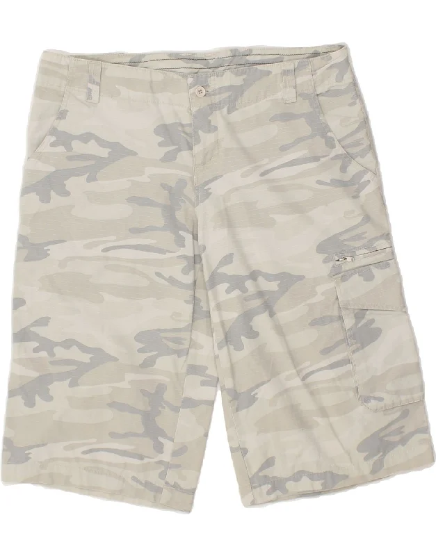 VINTAGE Mens Cargo Shorts W38 XL Grey Camouflage Cotton