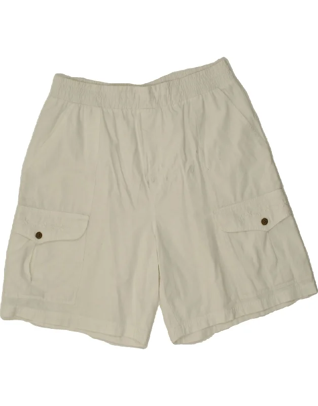 VINTAGE Mens Cargo Shorts XL W36  White Cotton