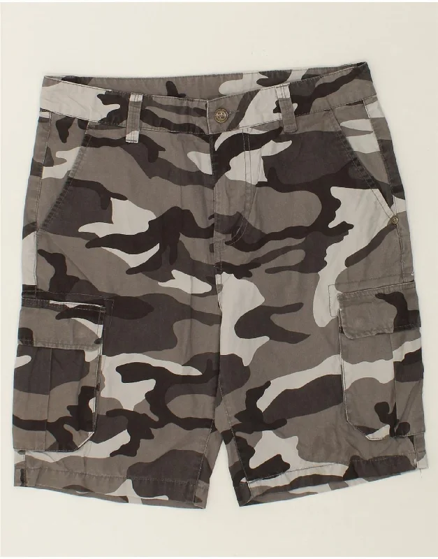 VINTAGE Mens Chino Shorts Medium W30 Grey Camouflage Cotton