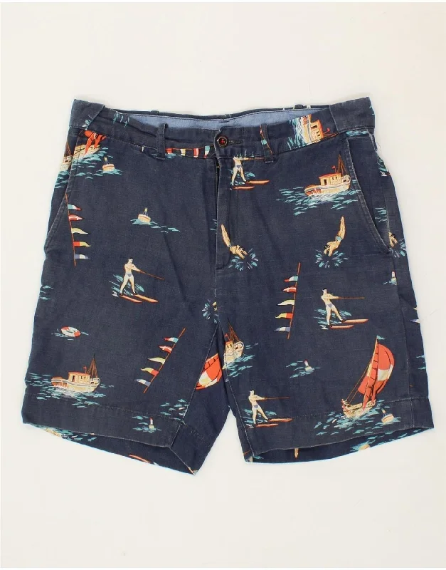 VINTAGE Mens Chino Shorts W30 Medium  Navy Blue Cotton Hawaiian