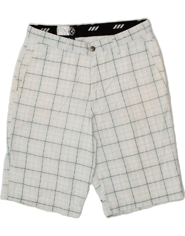 VOLCOM Mens Chino Shorts W32 Medium Grey Check Polyester