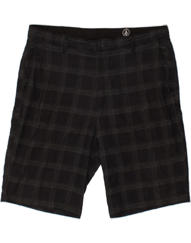 VOLCOM Mens Chino Shorts W38 XL Black Check Polyester