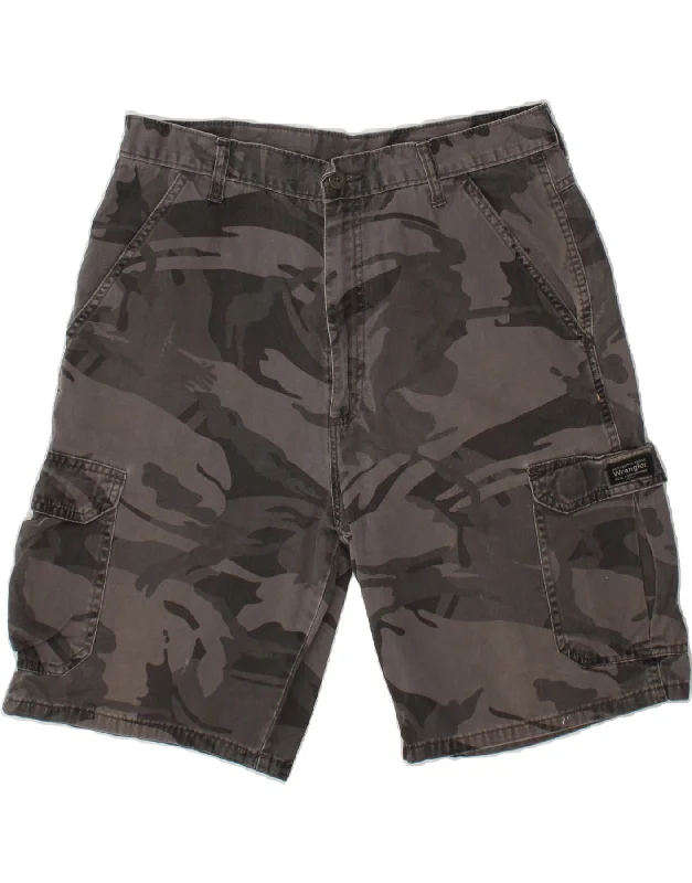 WRANGLER Mens Cargo Shorts W32 Medium  Grey Camouflage