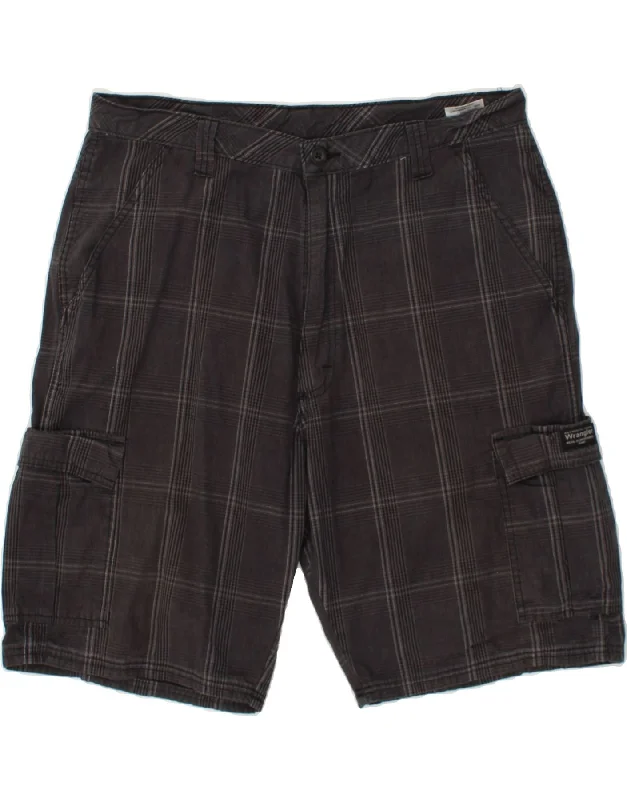 WRANGLER Mens Cargo Shorts W36 Large  Grey Check Cotton