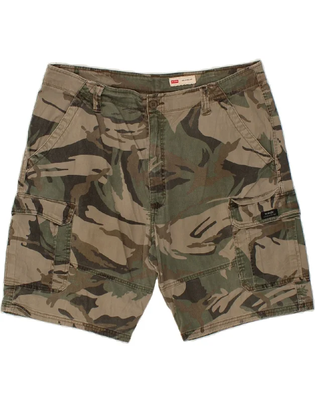 WRANGLER Mens Relaxed Fit Cargo Shorts W40 XL Khaki Camouflage Cotton